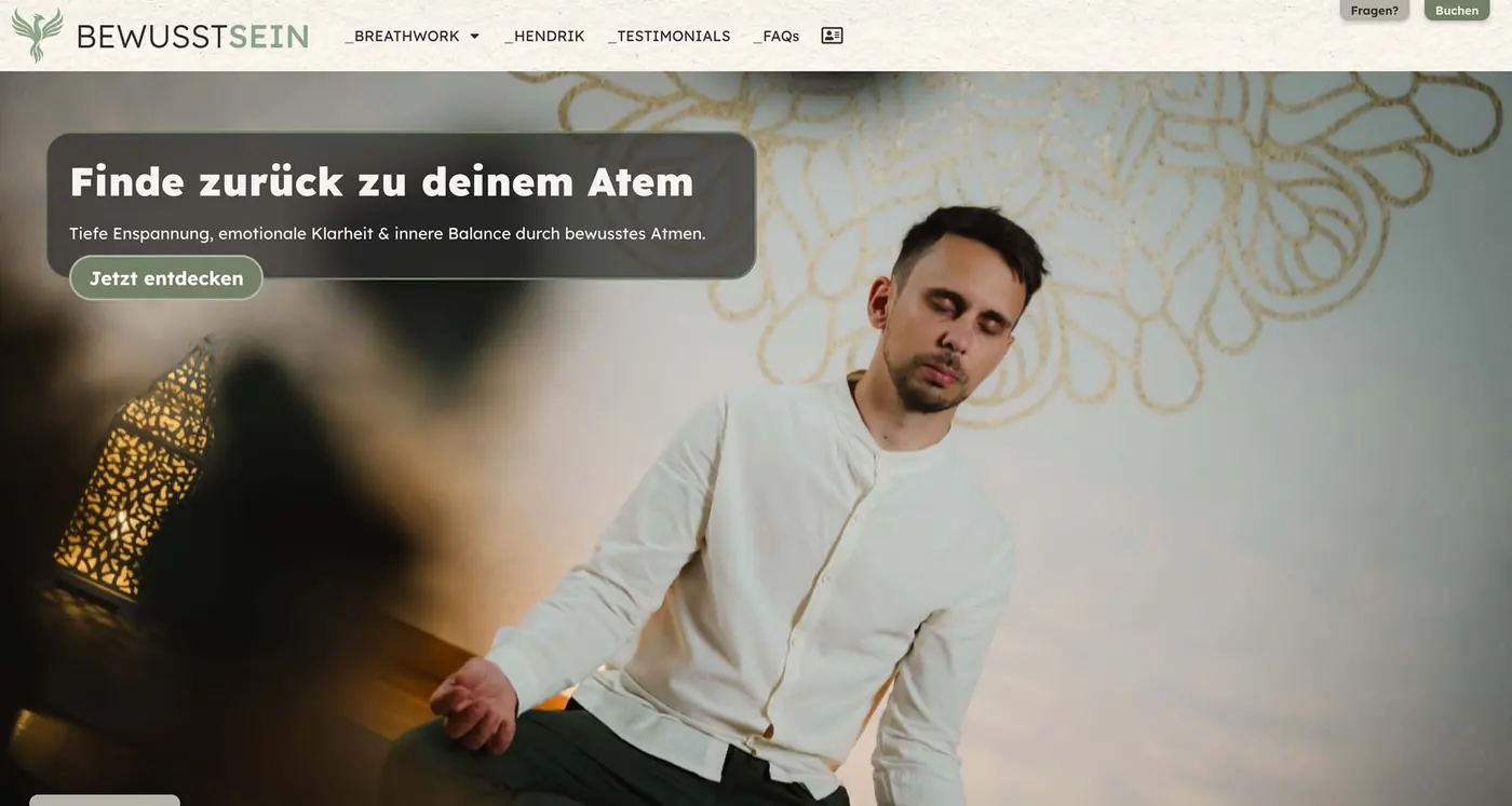 Startseite der BewusstSein Website