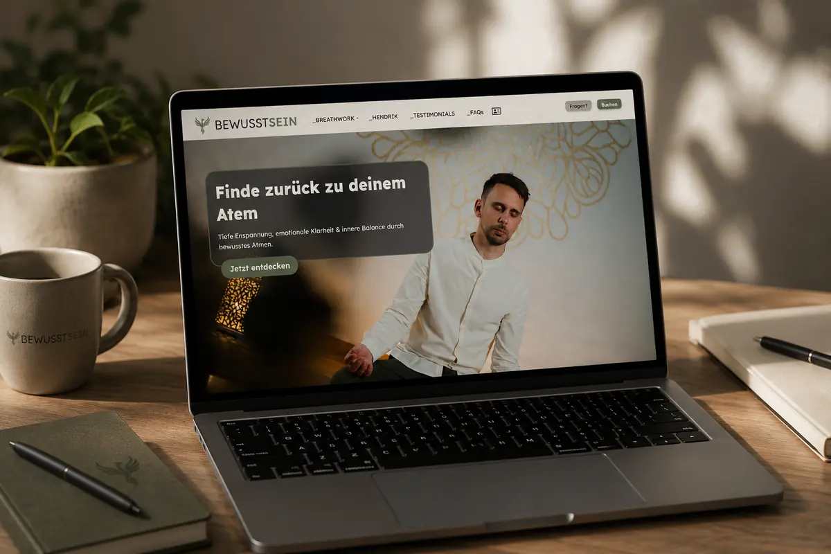 BewusstSein Website auf einem Laptop